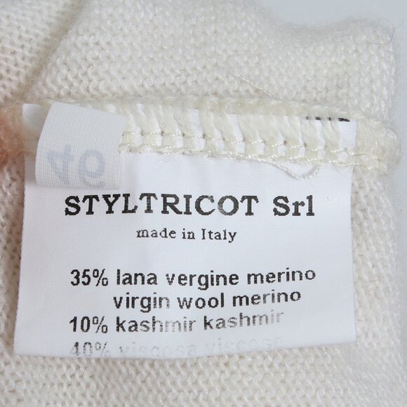 Vintage Anna D. Cashmere Wool Sweater Argyle Turtleneck Pullover Diamond Cream - Picture 7 of 10